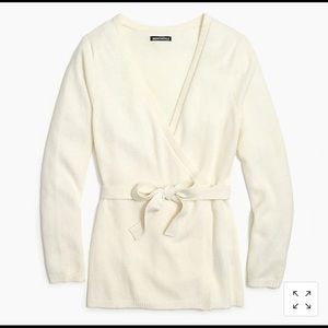 J Crew Factory cream wrap sweater.
